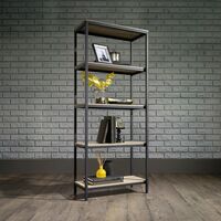 Industrial style shelving/bookcase with 4 shelves in charter oak finish