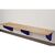 Classic aero wall mounted cantilever changing room bench, 1500mm wide, blue brackets