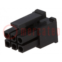 Plug; wire-board; female; 3mm; PIN: 6; w/o contacts; for cable; 5A