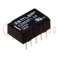 Relay: electromagnetic; DPDT; Ucoil: 24VDC; 1A; 0.5A/125VAC; PCB
