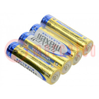 Batterij: alkaline; 1,5V; AA; niet-oplaadbaar; Ø14,5x50mm; 4st.