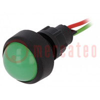 Spia: LED; convessa; verde; 12÷24VDC; 12÷24VAC; Ø13mm; IP20