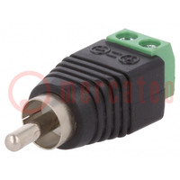 Transition: adapter; mono; terminal block,RCA plug; PIN: 2