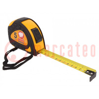 Measuring tape; L: 5m; Width: 25mm; Enclos.mat: ABS,rubber; measure