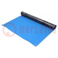 Bench mat; ESD; L: 1.2m; W: 0.6m; Thk: 2mm; blue; 0.001÷1GΩ; 180°C
