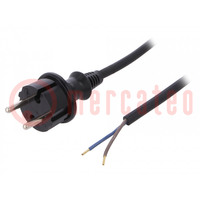 Kabel; 2x1mm2; CEE 7/17 (C) stekker,draden; PVC; 4,5m; zwart; 16A