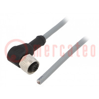 Connection lead; M12; PIN: 4; angled; 5m; plug; 250VAC; 4A; -25÷90°C