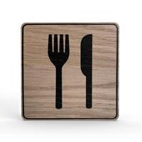 Tello Wood Holz-Türschild eckig, Material: Eiche Furnier, Maße 10,0 x 10,0 cm, Farbe: Eiche, Motiv: Schwarz Version: 09 - Restaurant