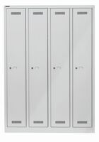 Bisley MonoBloc Garderobenschrank, 4 Abteile, je 1 Fach, Farbe lichtgrau