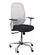 Silla Cilanco blanca malla blanca asiento bali negro brazo regulable base cromada ruedas de parqué