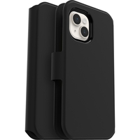 OtterBox Strada Via Case for iPhone 14 Plus, Shockproof, Drop Proof, Slim, Soft Touch Protective Folio Case with Card Holder, 2x Tested to Military Standard, Black