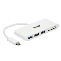 Tripp Lite U460-003-3AM 3-Port USB-C Hub with Card Reader, USB 3.x (5Gbps) Hub Ports and Card Reader Ports, White