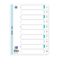 Oxford Register "Strong Line", 1 - 10, 10-teilig, A4, PP, mit beschriftbarem Deckblatt, weiß