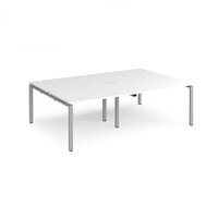 Adapt double back to back desks 2400mm x 1600mm - silver frame and white top