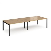 Adapt double back to back desks 3200mm x 1200mm - black frame and oak top