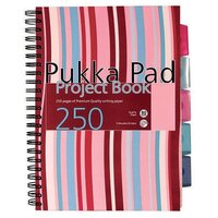 Pukka Pad Stripes Wirebound Hardback Project Notebook 250 Pages A4 Bl(Pack of 3)
