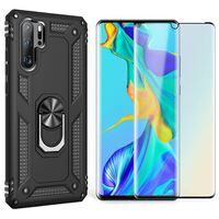 NALIA Case + Screen Protector compatible with Huawei P30 Pro, 9H Tempered Glass & 360 Degree Rotating Ring Cover, for Magnetic Car Mount, Hardcase & Silicone Bumper Back Skin Sh...