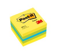 Post-it® Mini Würfel 2051-L, 51 x 51 mm, blau, limonengrün, zitronengelb, 1 Würfel à 400 Blatt