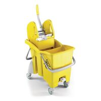 30L Mobile double mop bucket with drain plug & wringer