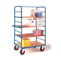 Tall wood shelf trolleys with optional drawbar