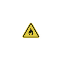 Etikett Warnzeichen feuergefährlichen Stoffen 100.0 mm gelb mit schwarzem Aufdruck