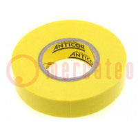 Tape: electro-isolatie; W: 19mm; L: 20m; Thk: 190um; geel; PVC-folie