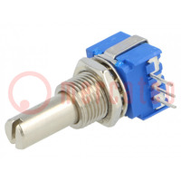 Potentiometer: shaft; THT; 500mW; 10kΩ; ±20%; 290°; for PCB; IP64