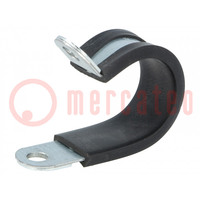 Fixing clamp; ØBundle : 23mm; W: 15mm; steel; Ømount.hole: 6.4mm