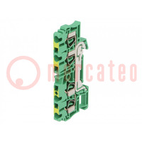 Splice terminal: rail; 2.5mm2; ways: 1; terminals: 4; yellow-green