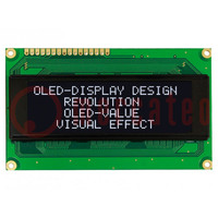 Display: OLED; alfanumeriek; 20x4; Afm: 98x60x10mm; wit; PIN: 16