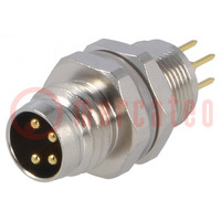 Connector: M8; male; PIN: 4; unshielded; socket; IP67; 30V; 2.5÷3.5mm