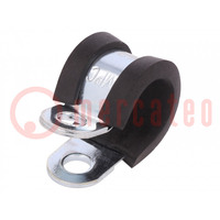 Fixing clamp; ØBundle : 12mm; W: 12mm; steel; Cover material: EPDM
