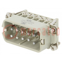 Connector: HDC; contact insert; male; HA; PIN: 10; 10+PE; size 2; 16A