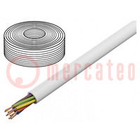 Wire; YTDY; 8x0.5mm; round; solid; Cu; PVC; white; Øcore: 0.5mm