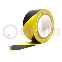 Tape: warning; yellow-black; L: 33m; W: 50mm; self-adhesive; vinyl