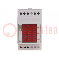 Ammeter; digital,mounting; 0÷20A; True RMS; Network: three-phase