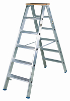 Produktbild - Aluminium-Stufenstehleiter, beidseitig , 6 Stufen , Länge 1,5 m