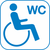 Piktogramm - Rollstuhlfahrer, WC, Blau, 10 x 10 cm, Kunststofffolie