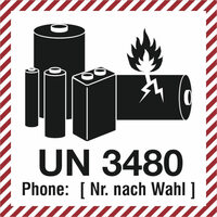 SafetyMarking Etikett UN 3480 für Li-Ion Bat., Phone: nach Wahl, 500 Stk Rolle