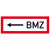 BMZ linksweisend <--- Hinweisschild Brandschutz, Alu, Größe 29,70x10,50 cm DIN 4066-D1