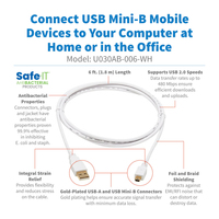 Tripp Lite U030AB-006-WH kabel USB 1,83 m USB 2.0 USB A Mini-USB B Biały