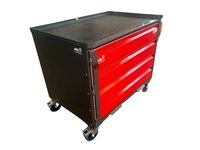 Gitterbox LCB I, normalhoch, 1200x800x980 BxTxH, Blechwände + Rollen, 4 Schubladen, Rot