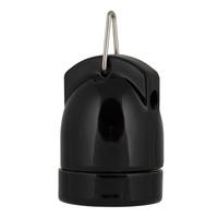 Lampholder Porcelain E27 Black + Hook