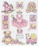 Counted Cross Stitch Kit: Birth Record: Girl