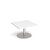 Monza square coffee table with flat round brushed steel base 800mm - white