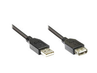 Verlängerungskabel USB 2.0 , Stecker A an Buchse A, schwarz, 5m, Premium, Good Connections®