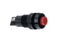 Drucktaster, 1-polig, rot, unbeleuchtet, 2 A/250 V, Einbau-Ø 16.2 mm, IP40/IP65,