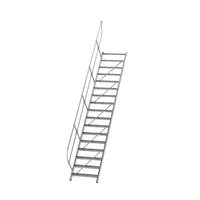 Treppe 45° Stufenbreite 800 mm, 17 Stufen, Aluminium geriffelt