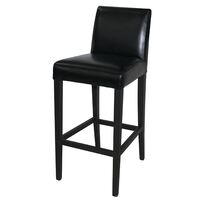 Bolero High Bar Stool in Black Made of Faux Leather and Wood Frame 760mm