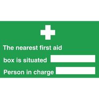 Nearest First Aid Box Sign Made of Vinyl Self Adhesive 150 x 300mm